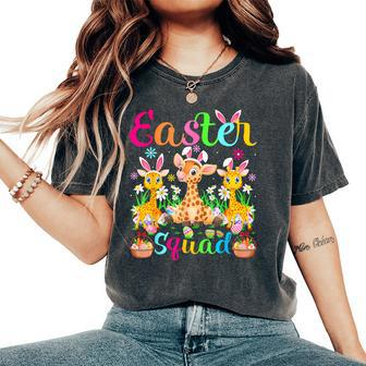 Bunny Egg Hunt Squad Giraffe Easter Squad Family Matching Women's Oversized Comfort T-Shirt | Mazezy