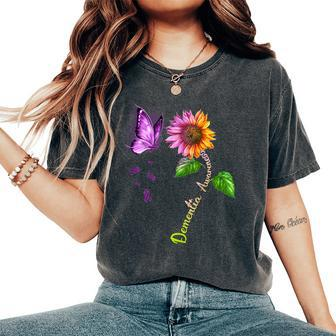 Butterfly Sunflower Dementia Awareness Women's Oversized Comfort T-Shirt - Thegiftio UK