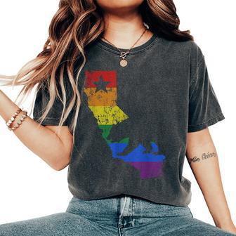 California Lgbtq Gay Lesbian Pride Rainbow Flag Women's Oversized Comfort T-Shirt - Monsterry UK
