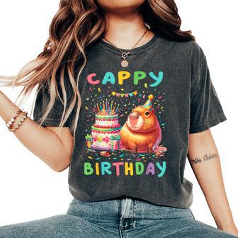 Cappy Birthday Capybara Lovers Girl Boy Happy Birthday Party Women's Oversized Comfort T-Shirt - Thegiftio UK