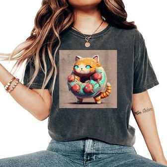 Cat Robot Donut Women's Oversized Comfort T-Shirt - Monsterry CA