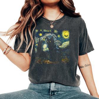 Cat Van Gogh Starry Night Cat Cat Mother Cat Father Women's Oversized Comfort T-Shirt - Thegiftio UK