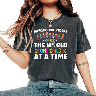 Childcare Change World One Child At A Time Daycare Teacher Women's Oversized Comfort T-Shirt - Thegiftio UK