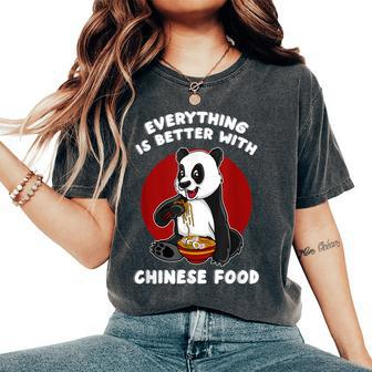 Chinese Food Lover Cute Panda Bear Noodle Asian Fun Foodie Women's Oversized Comfort T-Shirt - Thegiftio UK