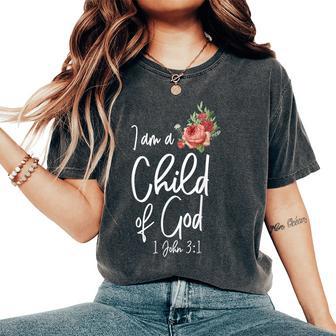 Christian Bible Verse Quote Rose Flower 1 John 31 Women's Oversized Comfort T-Shirt - Thegiftio UK
