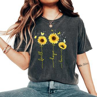 Christian For Sunflower Faith Hope Love Women's Oversized Comfort T-Shirt - Thegiftio UK