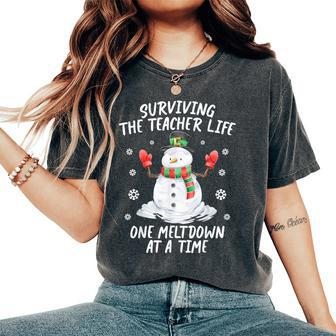 Christmas Surviving Teacher Life Meltdown Teacher Christmas Women's Oversized Comfort T-Shirt | Mazezy