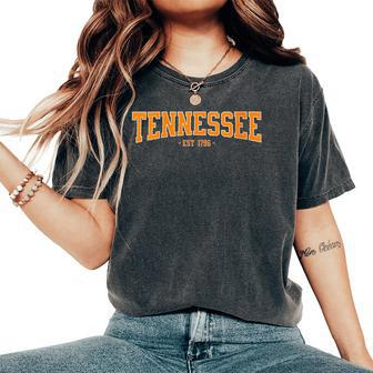 Classic Tn Orange Print Retro Varsity Vintage Tennessee Women's Oversized Comfort T-Shirt - Monsterry CA