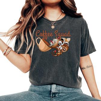 Coffee Squad Coffee Drinkers Pun Weird Women's Oversized Comfort T-Shirt - Thegiftio UK