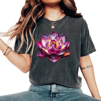 Colorful Lotus Graffiti Trendy Cute Flower Fashion Women's Oversized Comfort T-Shirt - Monsterry UK