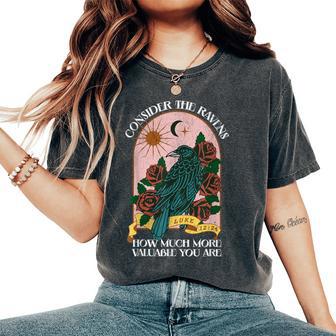 Consider The Ravens Bird Luke 12 24 Bible Verse Christian Women's Oversized Comfort T-Shirt - Monsterry UK