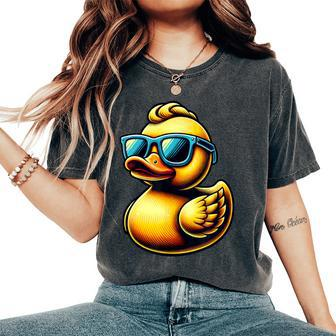 Cool Rubber Duck With Sunglasses Duckling Cute Ducky Women's Oversized Comfort T-Shirt | Mazezy