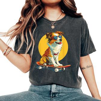 Cool Sunglasses Dog Sitting On Skateboard For Boys And Girls Women's Oversized Comfort T-Shirt - Thegiftio UK