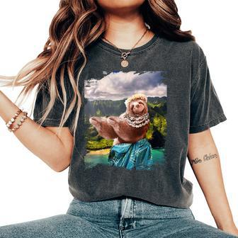 Cute Aloha Sloth Hawaiian Women's Oversized Comfort T-Shirt - Monsterry UK