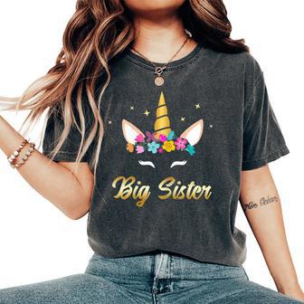 Cute Big Sister Unicorn Becoming Sister Girl Women Women's Oversized Comfort T-Shirt - Monsterry CA