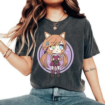 Cute Chibi Style Kawaii Redhead Anime Fox Girl Foxy Chan Women's Oversized Comfort T-Shirt - Seseable