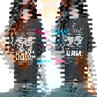 Cute Elephant Keeper Of The Gender Grandma Loves You Reveal Women's Oversized Comfort T-Shirt - Thegiftio UK