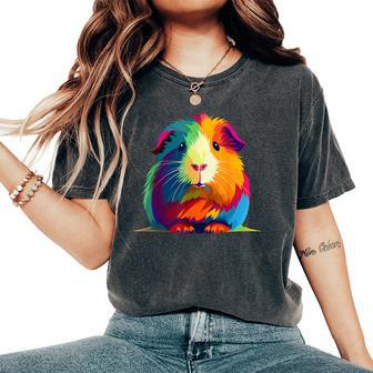Cute Guinea Pig Rainbow For Guinea Pig Lovers Women's Oversized Comfort T-Shirt - Monsterry