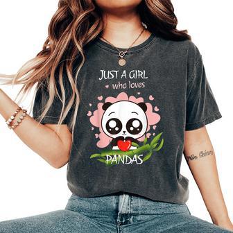 Cute Just A Girl Who Loves Pandas Cute Panda Women's Oversized Comfort T-Shirt - Thegiftio UK