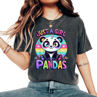 Cute Kawaii Colorful Just A Girl Who Loves Pandas Women's Oversized Comfort T-Shirt - Thegiftio UK