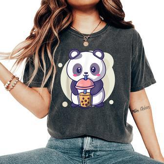 Cute Kawaii Panda Drinks Boba Bubble Tea Kawaii Aesthetic Women's Oversized Comfort T-Shirt - Monsterry UK