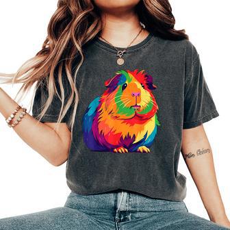 Cute Rainbow Guinea Pig For Guinea Pig Lovers Women's Oversized Comfort T-Shirt - Monsterry DE