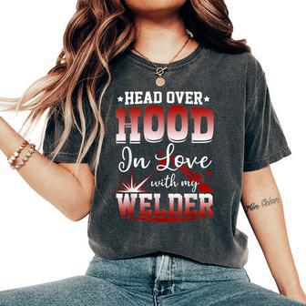 Cute Welding Sayings For Welder Wife Or Girlfriend Women's Oversized Comfort T-Shirt - Monsterry