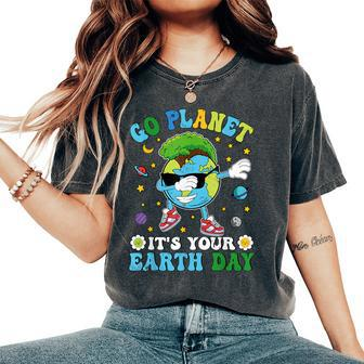 Dabbing Earth Day 2024 Groovy Go Planet It's Your Earth Day Women's Oversized Comfort T-Shirt | Mazezy