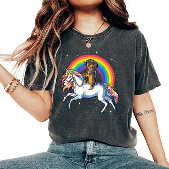 Dachshund Unicorn T Girls Space Galaxy Rainbow Dog Women's Oversized Comfort T-Shirt - Thegiftio UK