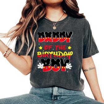 Dad And Mom Daddy Birthday Boy Mouse Family Matching Women's Oversized Comfort T-Shirt - Seseable