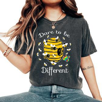 Dare To Be Different Bee Puzzle Cool Autism Awareness Women's Oversized Comfort T-Shirt - Monsterry UK