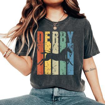 Derby Featuring Horse Vintage Style Derby Women's Oversized Comfort T-Shirt - Monsterry