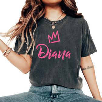 Diana The Queen Pink Crown & Name For Called Diana Women's Oversized Comfort T-Shirt - Seseable