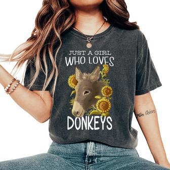 Donkey Lovers Girl Just A Girl Who Loves Donkeys Women's Oversized Comfort T-Shirt - Monsterry