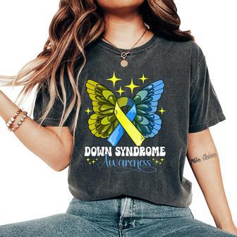 Down Syndrome Awareness Butterfly Down Syndrome Support Women's Oversized Comfort T-Shirt - Seseable