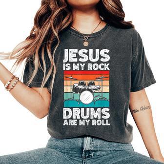 Drummer Jesus Drumming Drums Percussion Faith Christian Women's Oversized Comfort T-Shirt - Monsterry