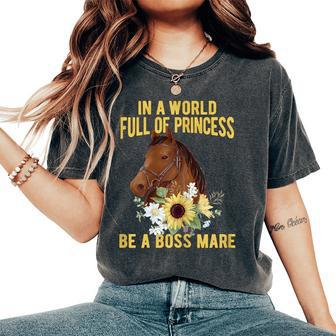 Dy Floral Be A Boss Mare Equestrian Horse Girl Sayings Women's Oversized Comfort T-Shirt - Monsterry AU