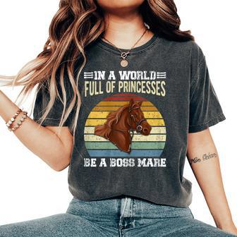 Dy Retro Be A Boss Mare Equestrian Horse Girl Sayings Women's Oversized Comfort T-Shirt - Monsterry AU