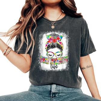 Early Head Start Life Messy Bun Back To School Teacher Women Women's Oversized Comfort T-Shirt - Monsterry