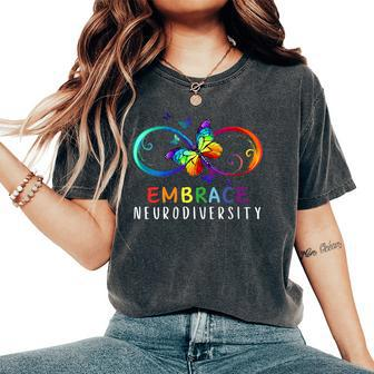Embrace Neurodiversity Rainbow Butterfly Autism Awareness Women's Oversized Comfort T-Shirt - Monsterry UK