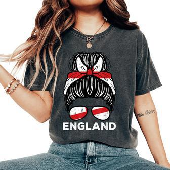 England Flag English Girl Hairbun Football Soccer Women Women's Oversized Comfort T-Shirt - Thegiftio UK