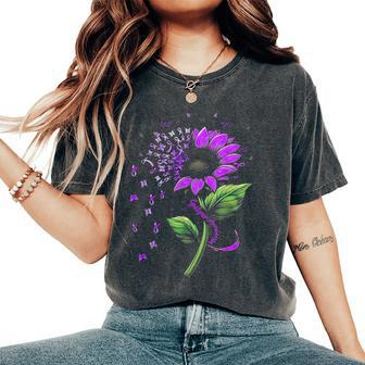 Epilepsy Awareness Sunflower Purple Ribbon Fighter Women's Oversized Comfort T-Shirt - Thegiftio UK