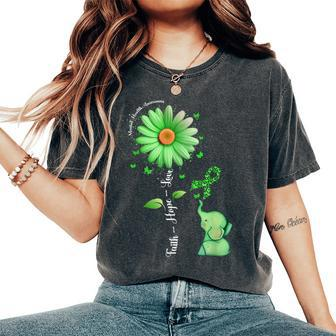 Faith Hope Love Sunflower Elephant Mental Health Awareness Women's Oversized Comfort T-Shirt - Seseable