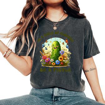 In A Field Of Flowers Be A Pickle Butterfly Floral Women's Oversized Comfort T-Shirt - Monsterry UK