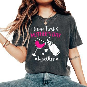 Our First Together Matching First Time Mom Women's Oversized Comfort T-Shirt - Seseable