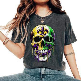 Fleur De Lis Mardi Gras Skulls Girls Boys Outfit Women's Oversized Comfort T-Shirt | Mazezy