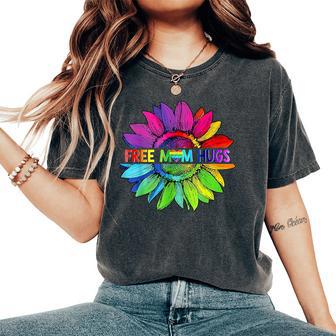 Free Mom Hugs Lgbt Pride Mom Daisy Rainbow Flower Mother Day Women's Oversized Comfort T-Shirt - Monsterry AU