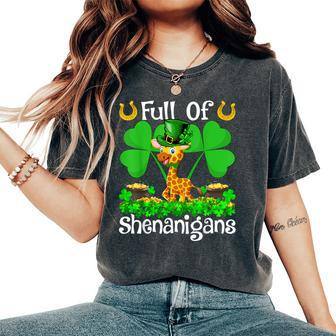 Full Of Shenanigans Leprechaun Giraffe St Patrick's Day Women's Oversized Comfort T-Shirt | Mazezy