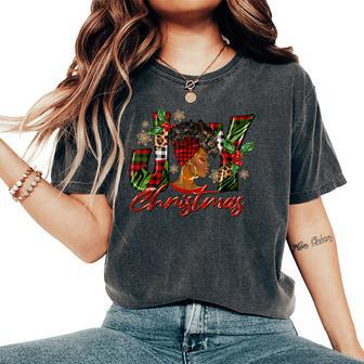 African American Joy Christmas Black Woman Afro Xmas Women's Oversized Comfort T-Shirt - Thegiftio UK