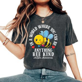Autism Awareness Bee Kind Autistic Cute Autism Be Kind Women's Oversized Comfort T-Shirt | Mazezy